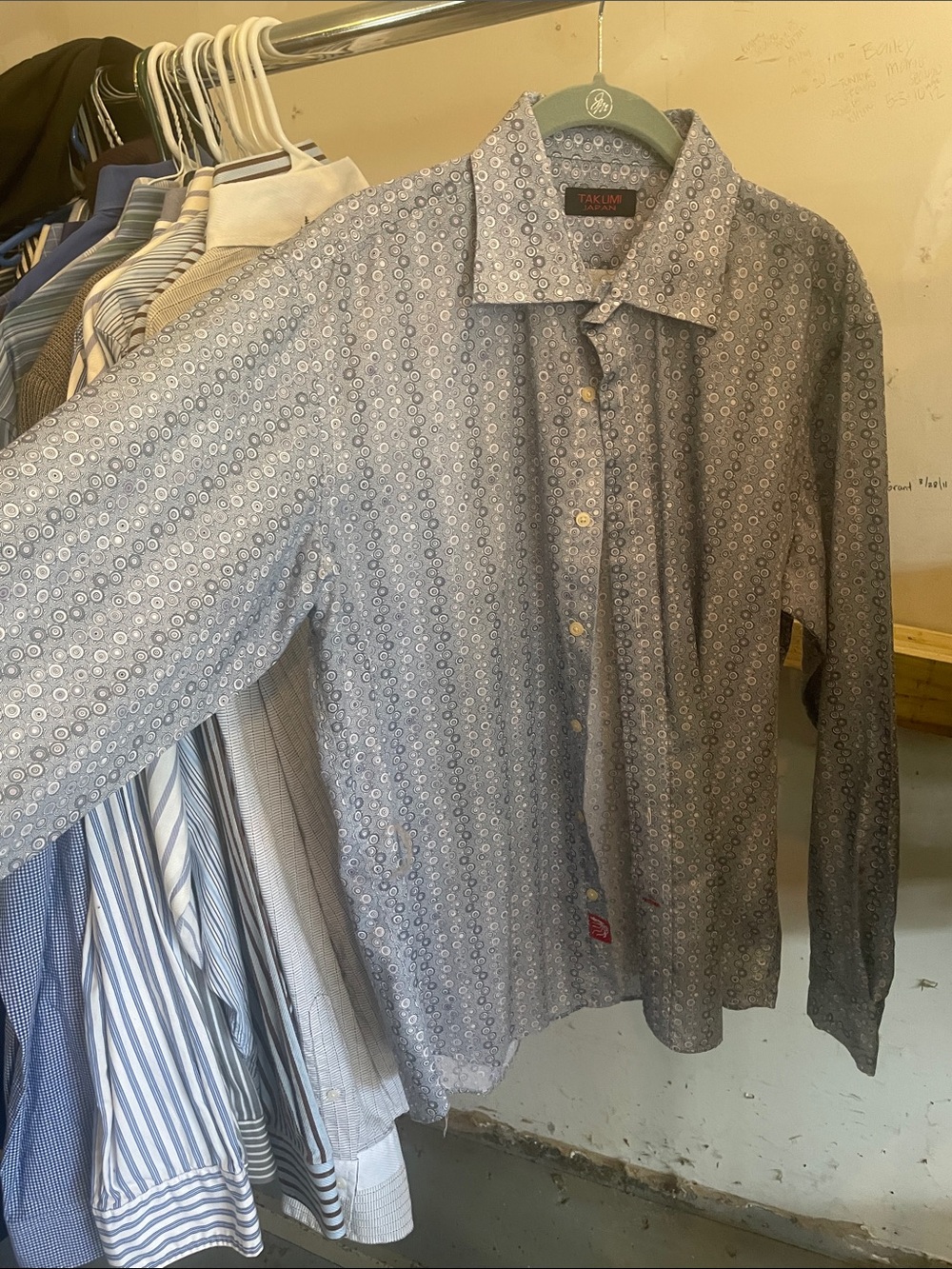 Men's Light Gray Printed Dress Shirt